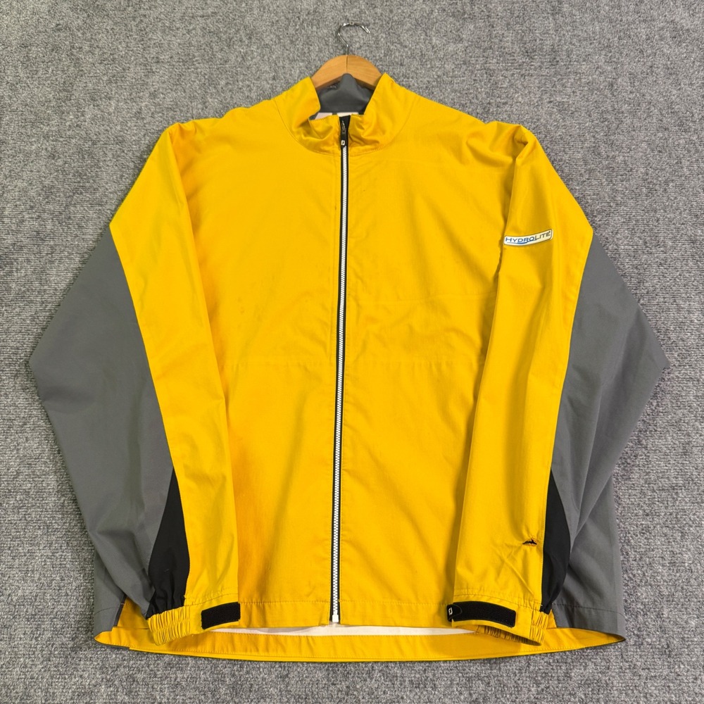 Footjoy Hydro-light Rain Golf Jacket Mens XL full-zip Gray Yellow Blk Outdoor
